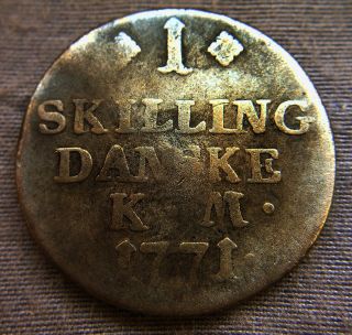 1771 Colonial Netherlands Relic Copper Coin 1 Skilling Counterstamped photo