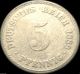 Germany - German Empire - German 1889a 5 Pfennig Coin - Cupped Germany photo 1