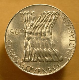 Czechoslovakia 100 Korun 1980 Brilliant Uncirculated Silver Coin - Olympic Games photo