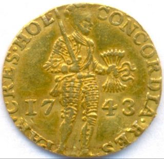 1743 Gold Ducat Netherlands Holland,  Very Scarce photo