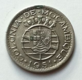 1951 Mozambique Portuguese Colonial,  50 Centavos Coin,  Xf Coin photo