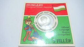Gorgeous Souvenir Hungarian People ' S Republic 5 Filler Coin In Coin Holder,  1964 photo