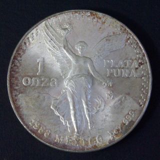 Mexico Silver Coin 1 Oz 1988 Unc,  Mexico Moneda 1 Onza Plata 1988 Sc, photo