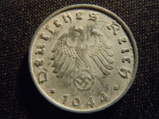 1944 - B - German - Ww2 - 10 - Reichspfennig - Germany - Nazi Coin - Swastika - World - Ab - 2953 - Cent photo
