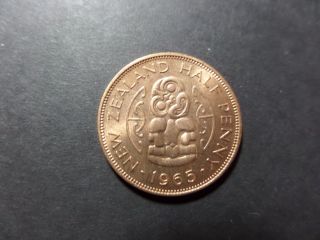 Zealand Half Penny,  1965 - Queen Elizabeth Ii - Choice Uncirculated,  Look photo