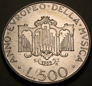 Italy 500 Lire 1985 - Silver - Collegio Del Mondo Unito Dell ' Adriatico - Aunc - 913 photo