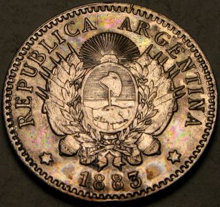 Argentina 10 Centavos 1883 - Silver - Vf/xf - 908 photo