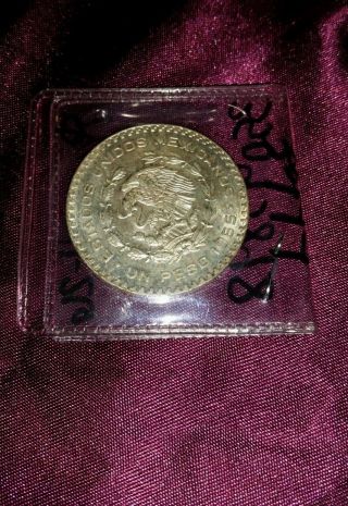 1965 10 Silver Mexican 1 Peso Coin Key Date Ungraded Item2376 photo