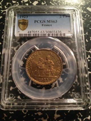 1923 France 2 Francs Pcgs Ms63 G576 Coin photo