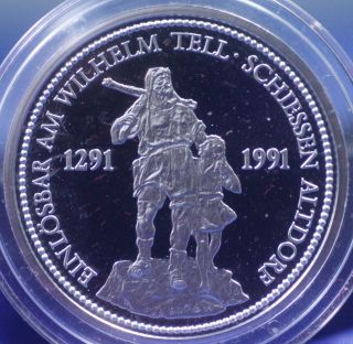 1986 Switzerland Fine Platinum 1 Oz Proof Coin William Tell W/box & photo