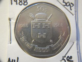 1988 Ireland 50 Pence Dublin Millennium Coin - Uncirculated Gemmer photo
