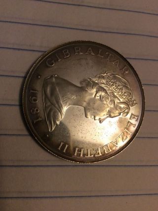 Gibraltar 1981 Royal Wedding Crown Silver Coin,  Proof photo