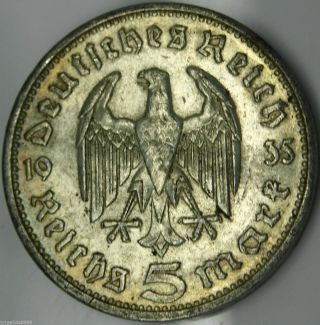 German Silver Coin 5 Rm 1935 G Big Eagle photo