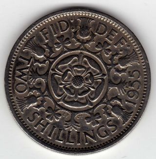 Great Britain (uk),  2 Shillings 1955,  Xf photo