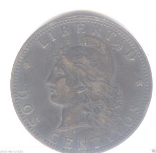 1894 Argentina,  Dos Centavo,  Bronze Coin,  F/vf photo