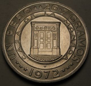 Dominican Republic 1 Peso 1972 - Silver - 25th Ann.  Central Bank - Xf/aunc 822 photo