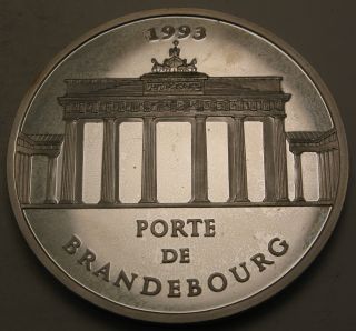 France 100 Francs - 15 Ecus 1993 Proof - Silver - Brandenburg Gate 746 photo