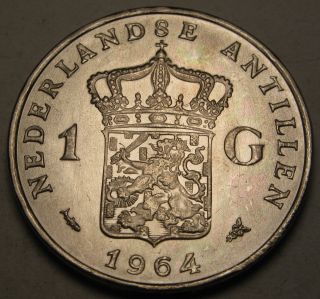Netherlands Antilles 1 Gulden 1964 - Silver - Juliana - Xf - 795 photo