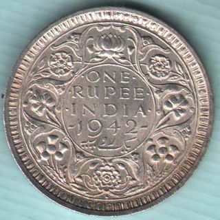 British India - 1942 - One Rupee - Bombay - Kg Vi - Rare Silver Coin U - 1 photo