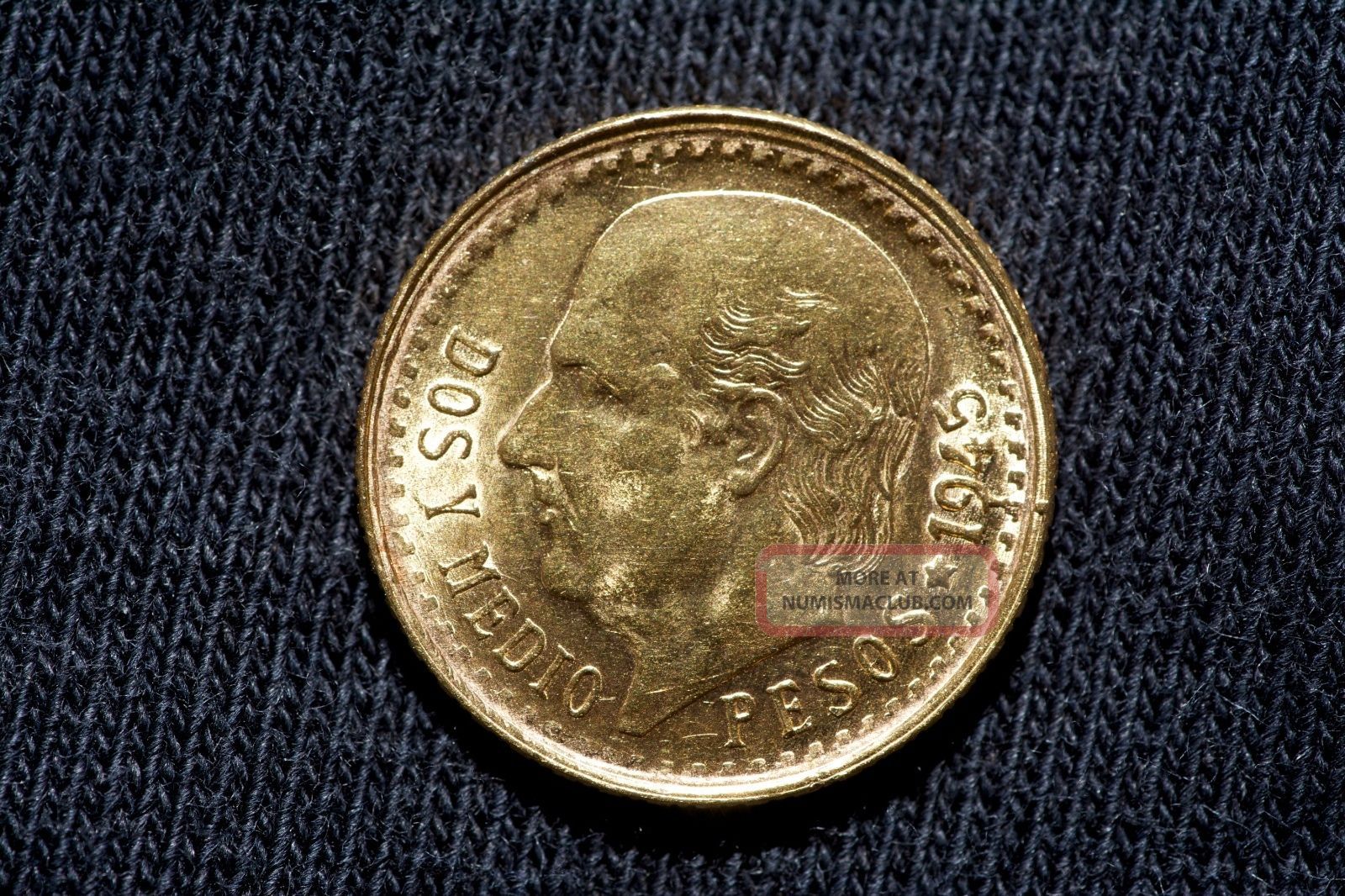 1945 Mexican Dos Y Medio 2 1 2 Pesos Gold Coin 1945 Mexican Dos Y Medio 2 1 2 Pesos Gold Coin