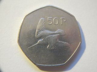 1977 Ireland 50 Pence Woodcock Cuni Coin Grade Take A Look photo