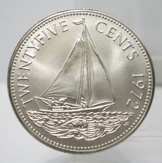 Bahamas 1972 25 Cents Copper - Nickel Coin Unc photo