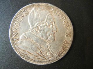 Pope Innocent Xii - - 1691 / 1700 - - 1/2 - Silver Piastra Pope Kneeling Left In Prayer photo