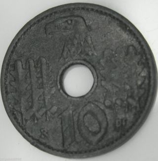 German Hole Zinc Coin 10 Reichspfennig 1940 A Reichskreditkasse photo