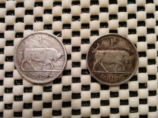 1928 - 1939 Ireland Shilling Silver Coin photo