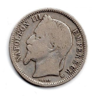1868bb 1franc Coin France French Good 2nd Empire Napoleon Iii Laureate Km806.  2 photo
