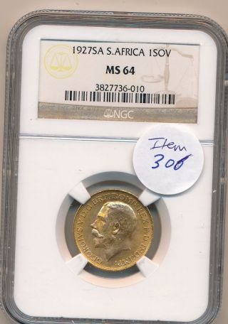 South Africa 1927sa Ngc Graded Ms 64 Gold Sovereign - George V -.  7.  98 Gramme - L@@k photo
