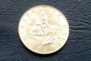 Silver 1960 Austria 5 Schillings Lippizaner Stallion Rider Bu Coin 867 photo
