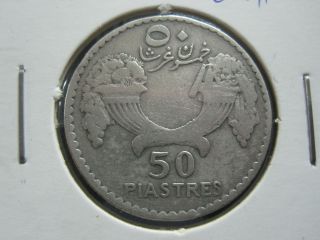 Lebanon 50 Piastres,  1929,  Silver,  Km 8 - (ref:g6 47) photo