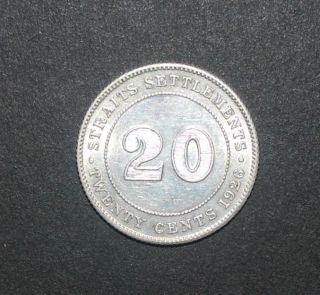 Straits Settlements 1926 20 Cent Xf Silver Coin. photo