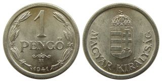 Hungary 1 Pengo 1941 Km 521 Coin Ungarn Unc photo
