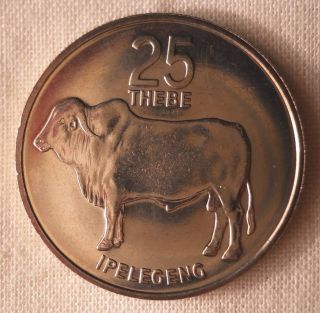 1984 Botswana 25 Thebe - Rare Exotic African Coin - Au/unc - photo