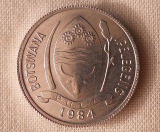 1984 Botswana Thebe - Rare Exotic African Coin - Au/unc - photo