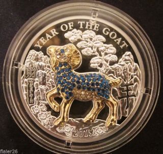 3d Lunar Year Of The Goat 2015 Silver Coin 500 Francs Rwanda photo