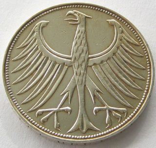Germany,  Silver Coin,  5 Mark 1960 F,  Top photo