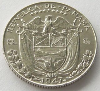 Panama,  Silver Coin,  1/4 Balboa 1947,  Top photo