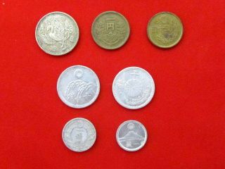 100 Yen Japan Silver Coin 1958,  1yen 1948,  50sen 1948,  10sen,  1sen 6set Rare photo