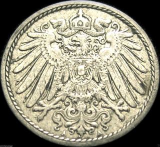 Germany - German Empire - German 1911a 5 Pfennig Coin - 103 Years Old photo