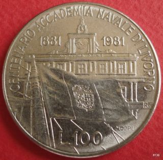 1981 Italy 100 Lire (livorno Naval Academy) - 8 G – ø 27.  8 Mm photo