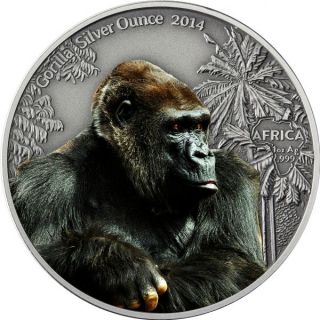 1000 Francs Congo 2014 - Gorilla Coloured - Antique Finish - Only 500 photo