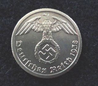 Germany Wwii German 3rd Nazi Coin Swastika Eagle 1938 - G 5 Reichspfennig Coin Br photo