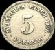 Germany - German Empire - German 1900f 5 Pfennig Coin - Vintage Germany photo 1
