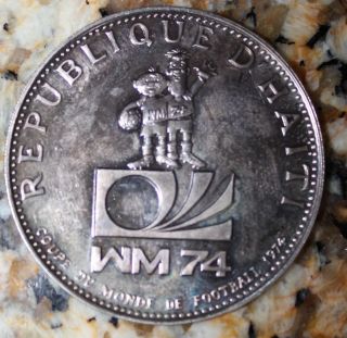 Haiti 50 Gourdes 1973 World Soccer Championship 1974 Argento Silver Coin photo