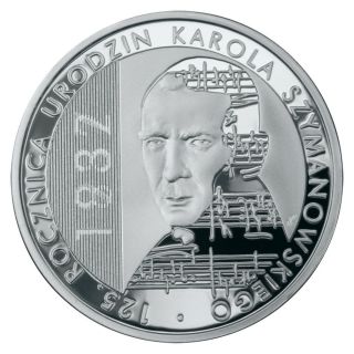 2007 Poland 10 Zloty Silver Coin Karol Szymanowski Uncirculated photo