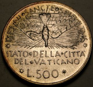 Vatican 500 Lire 1978 - Silver - 1st Sede Vacante 1978 Issue - Unc - 956 photo