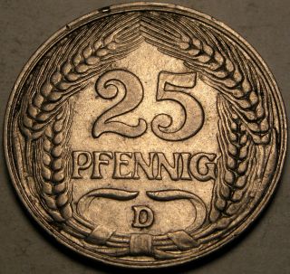 Germany (empire) 25 Pfennig 1911 D - Nickel - Wilhelm Ii.  - Xf - - 960 photo